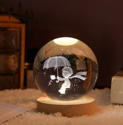 3D Crystal Solar System Night Light