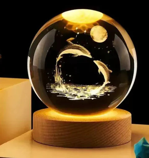 3D Crystal Solar System Night Light