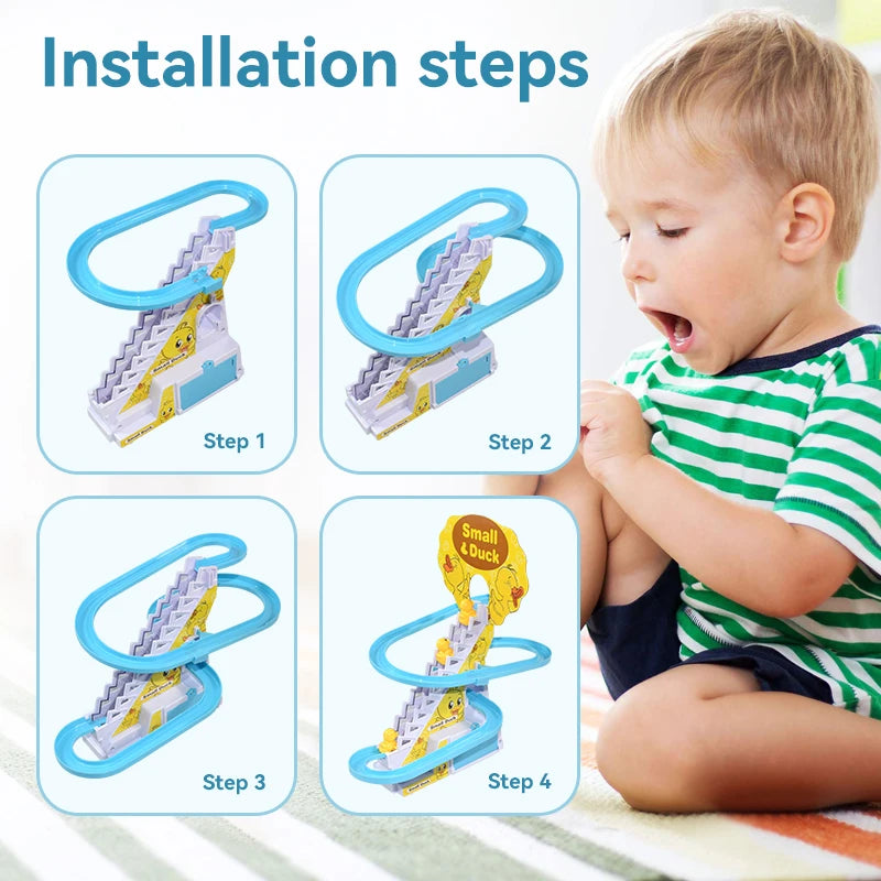 Climbing Stairs Rail Racing Electric Duck Toys set