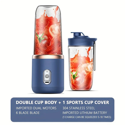 Portable Double Cup USB Fruit Mixers Juicer