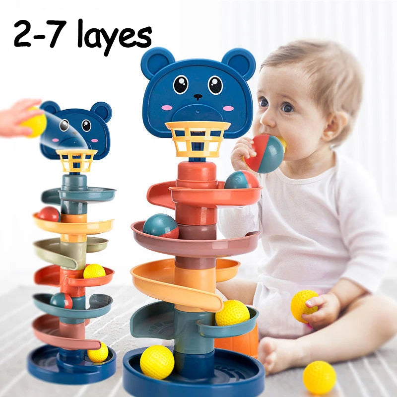 2-7 Layers Pile Tower rack Rolling Ball Toy