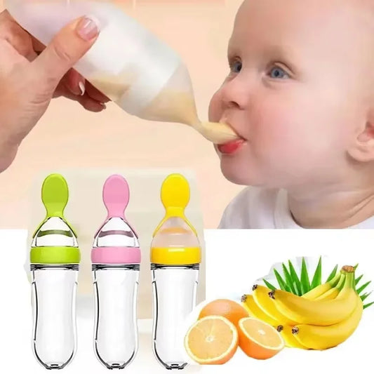 Silicone Squeeze Spoon Milk Feeding Bottle